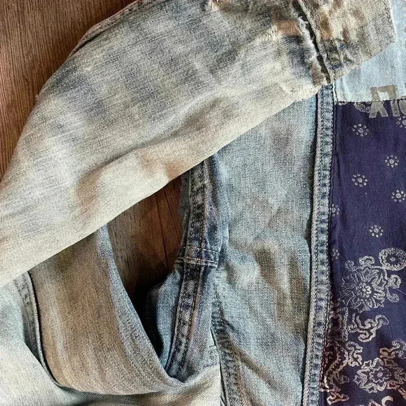 ❤️2/$50❤️Denim&Supply Ralph Lauren Paisley Pattern Distressed  Jean Jacket [XS] - Picture 4 of 7